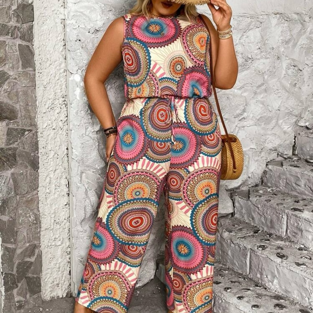 SHEIN Vibrant Mandala Print Jumpsuit